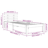 Cadre de lit sans matelas bois massif 100x200 cm