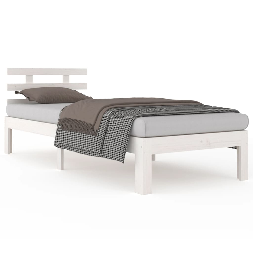 Cadre de lit sans matelas blanc bois massif 100x200 cm