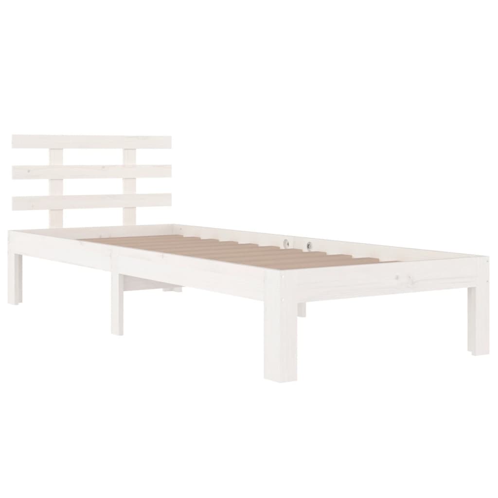 Cadre de lit sans matelas blanc bois massif 100x200 cm