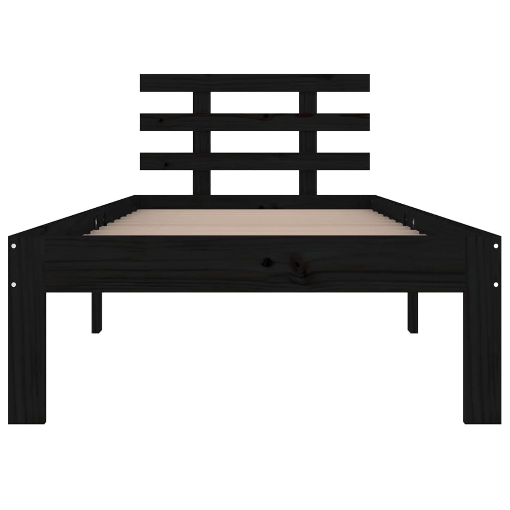 Bed frame without mattress black solid wood 100x200 cm