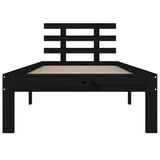 Bed frame without mattress black solid wood 100x200 cm