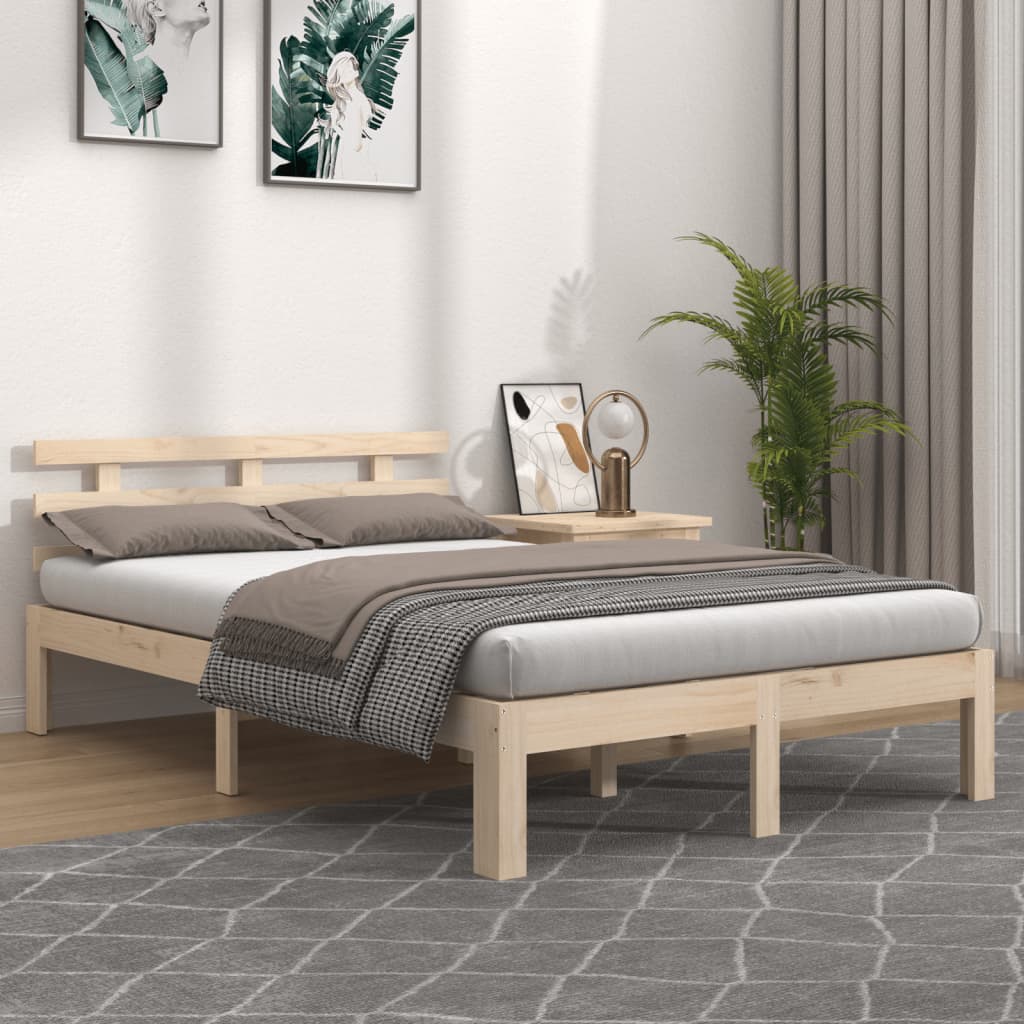 Cadre de lit sans matelas bois massif 120x200 cm