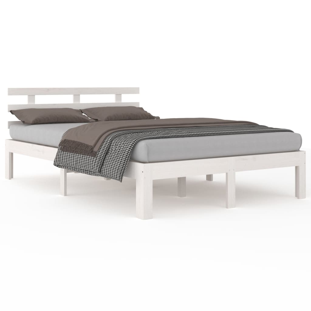 Bed frame without mattress white solid wood 120x200 cm