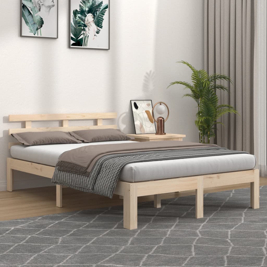 Solid wood bed frame without mattress 140x200 cm