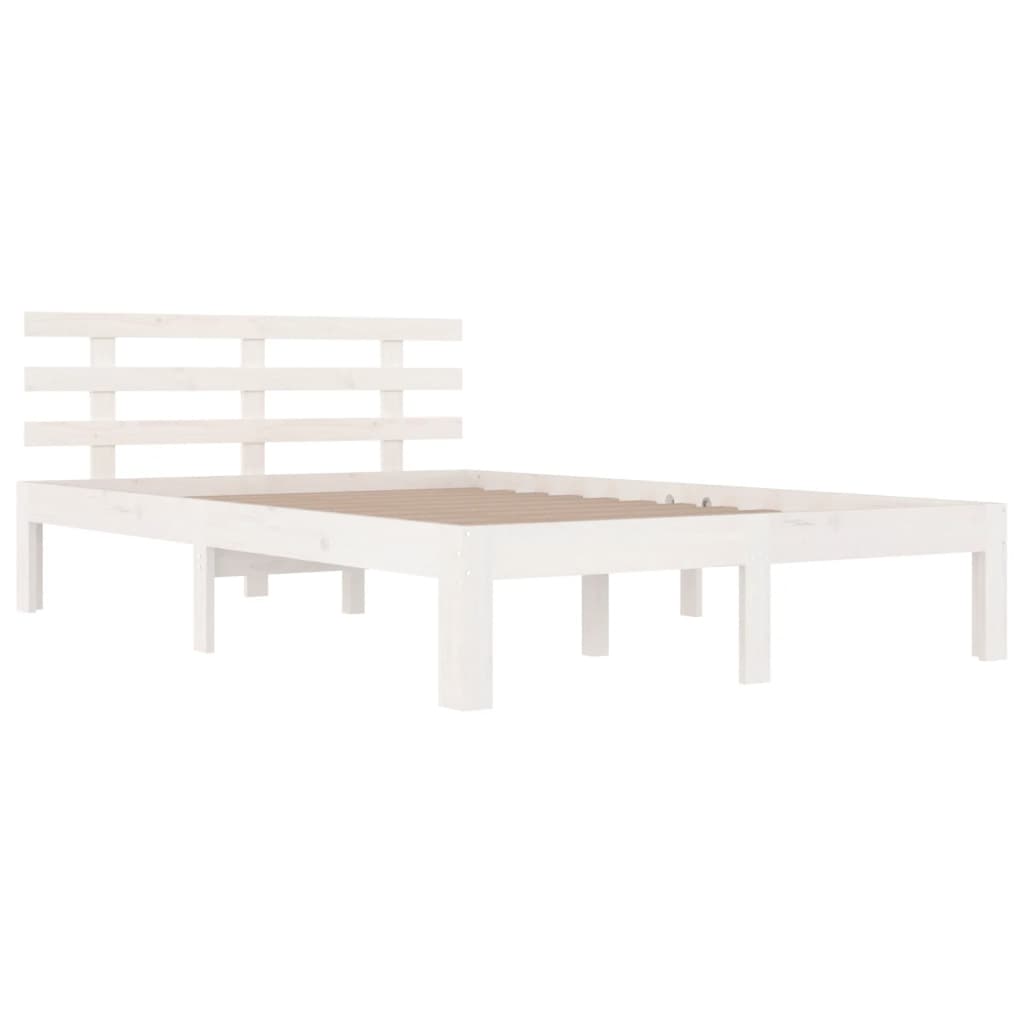 Cadre de lit sans matelas blanc bois massif 140x200 cm