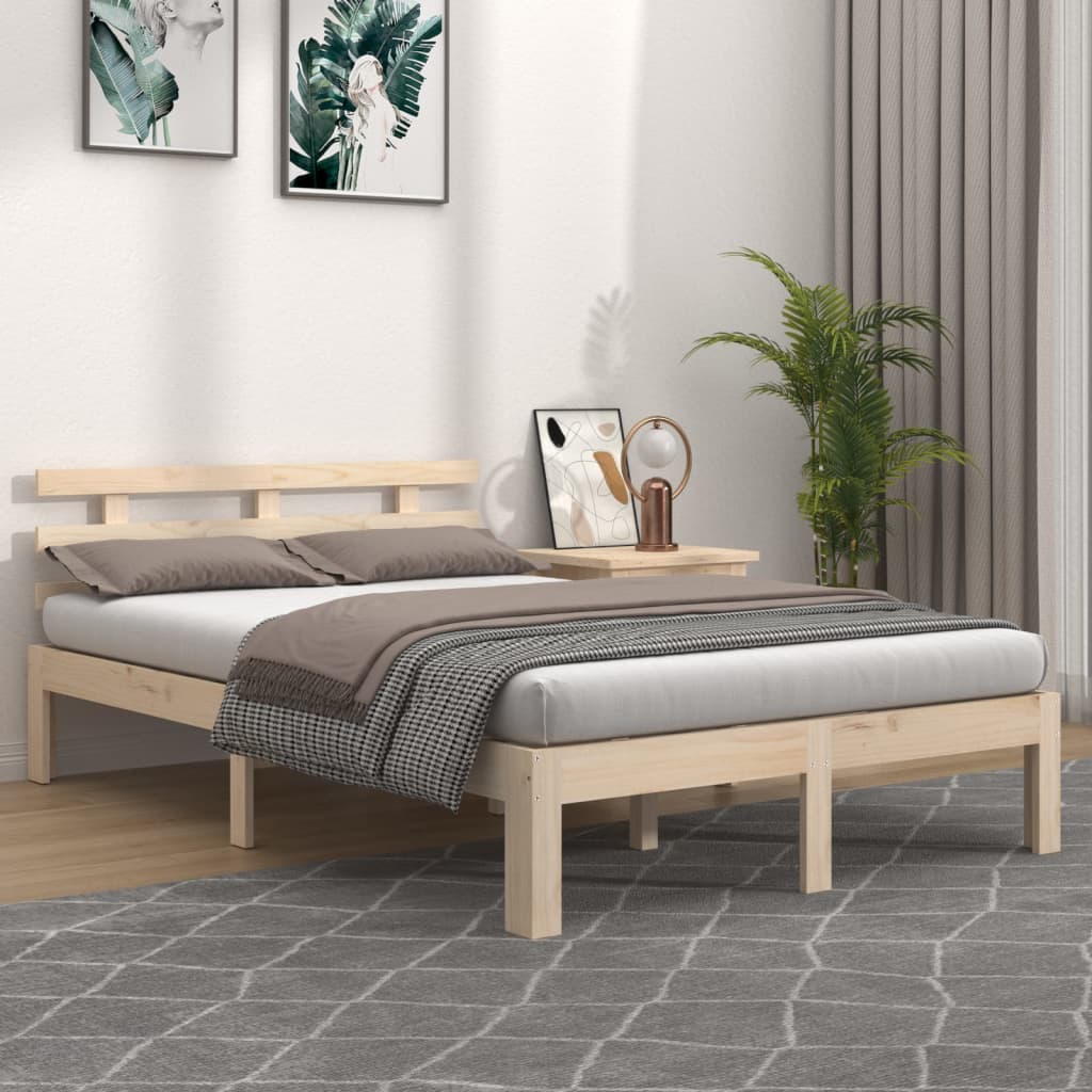 Cadre de lit sans matelas bois massif 150x200 cm