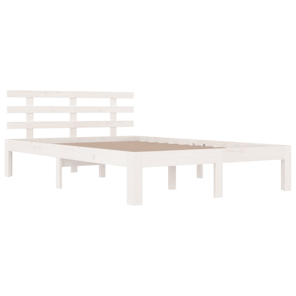 Cadre de lit sans matelas blanc bois massif 150x200 cm