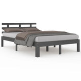 Bed frame without mattress gray solid wood 150x200 cm