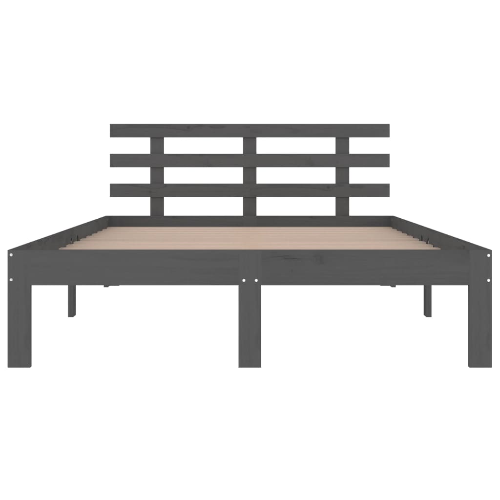 Bed frame without mattress gray solid wood 150x200 cm