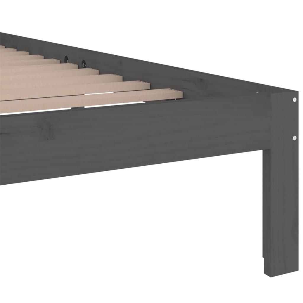 Bed frame without mattress gray solid wood 150x200 cm