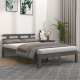 Bed frame without mattress gray solid wood 150x200 cm