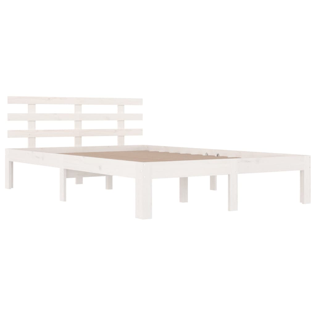 Cadre de lit sans matelas blanc bois massif 160x200 cm