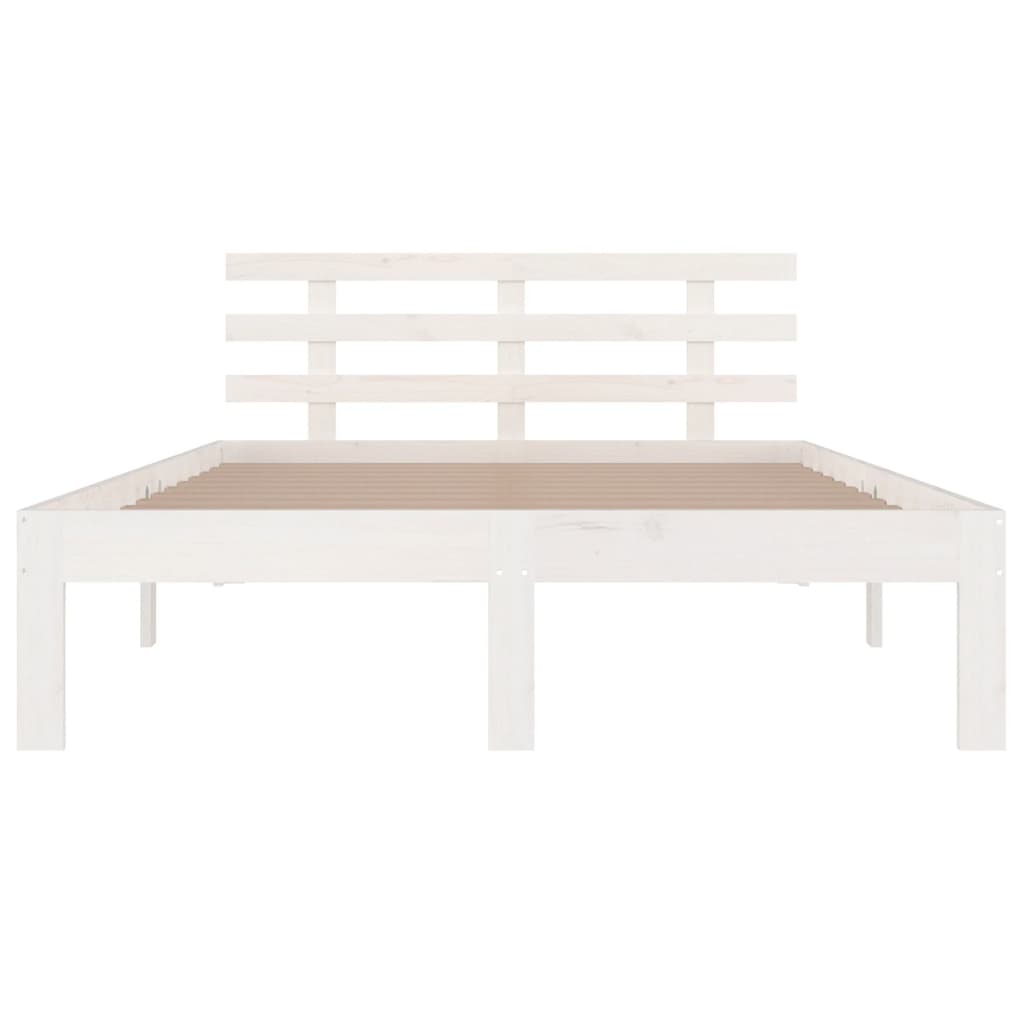 Cadre de lit sans matelas blanc bois massif 160x200 cm