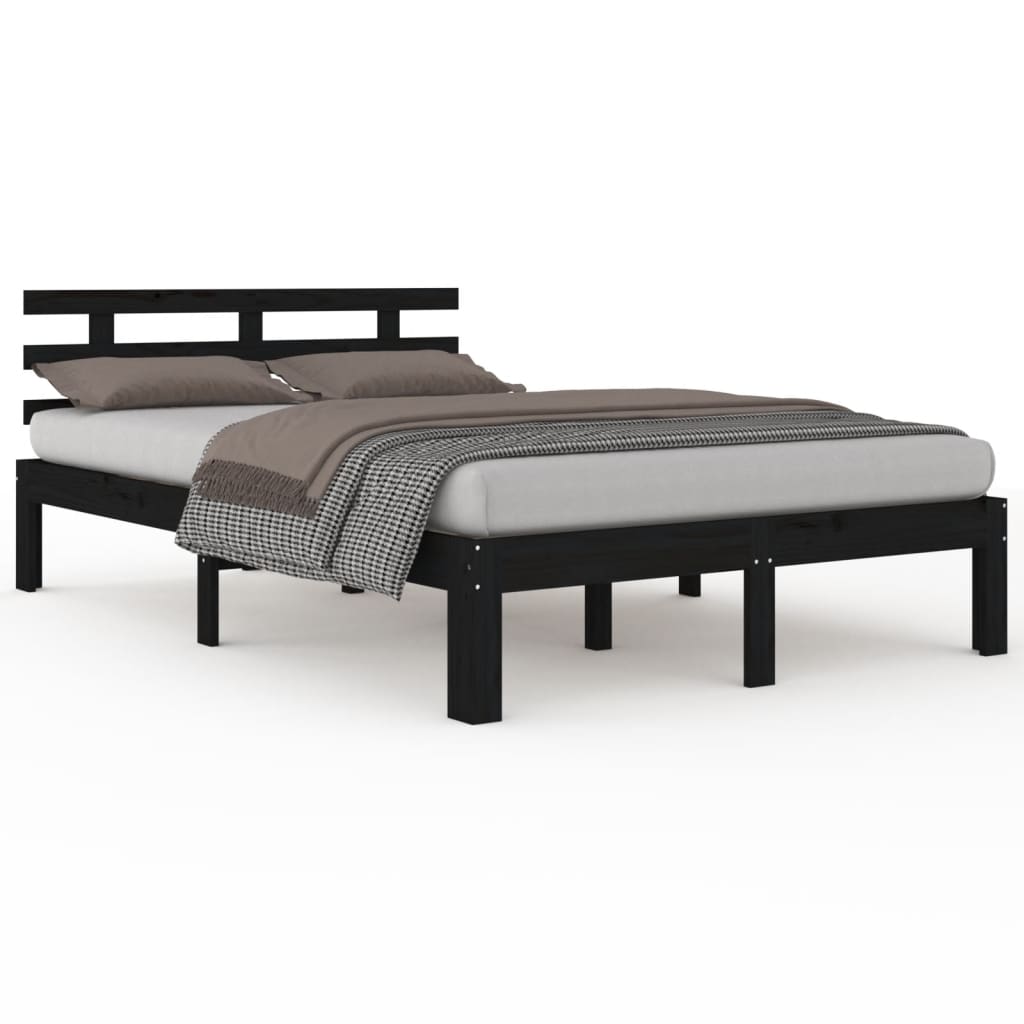 Bed frame without mattress black solid wood 200x200 cm