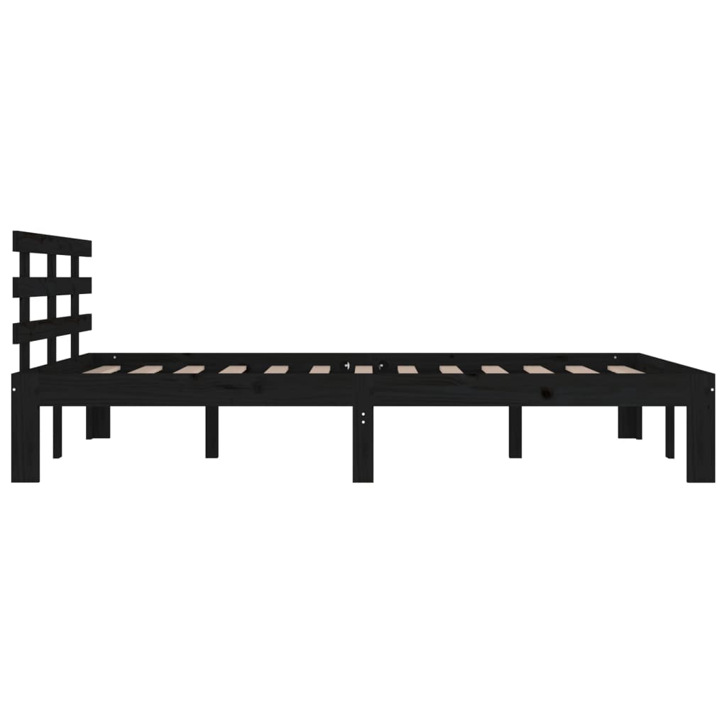 Bed frame without mattress black solid wood 200x200 cm