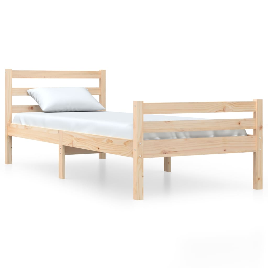 Bed frame without mattress solid wood 75x190 cm