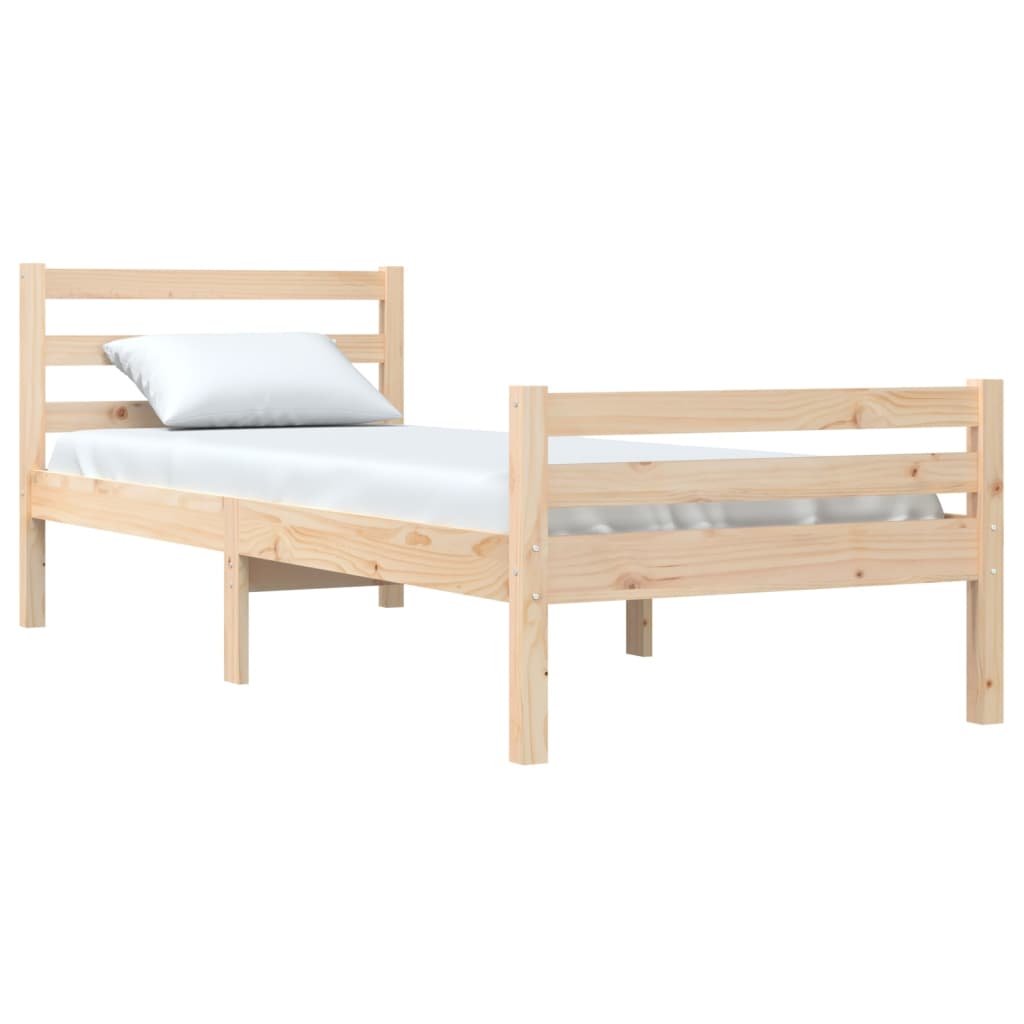 Bed frame without mattress solid wood 75x190 cm