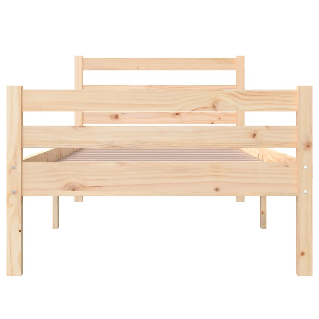 Bed frame without mattress solid wood 75x190 cm