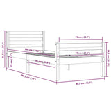 Bed frame without mattress solid wood 75x190 cm