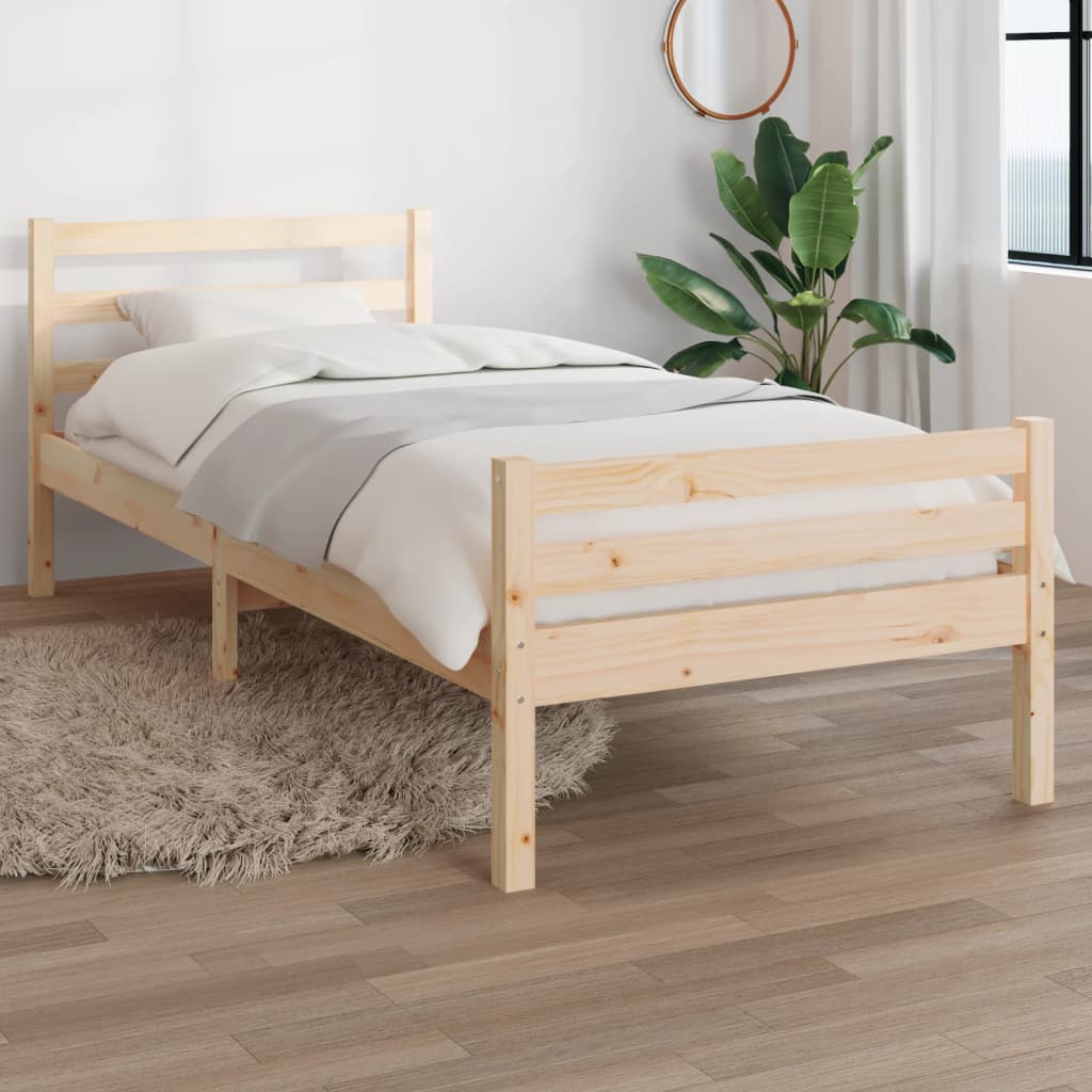 Bed frame without mattress solid wood 75x190 cm