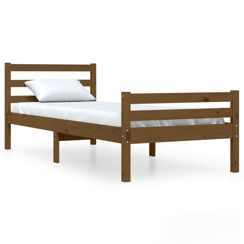 Bed frame without mattress honey brown solid wood 75x190 cm