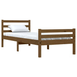 Bed frame without mattress honey brown solid wood 75x190 cm