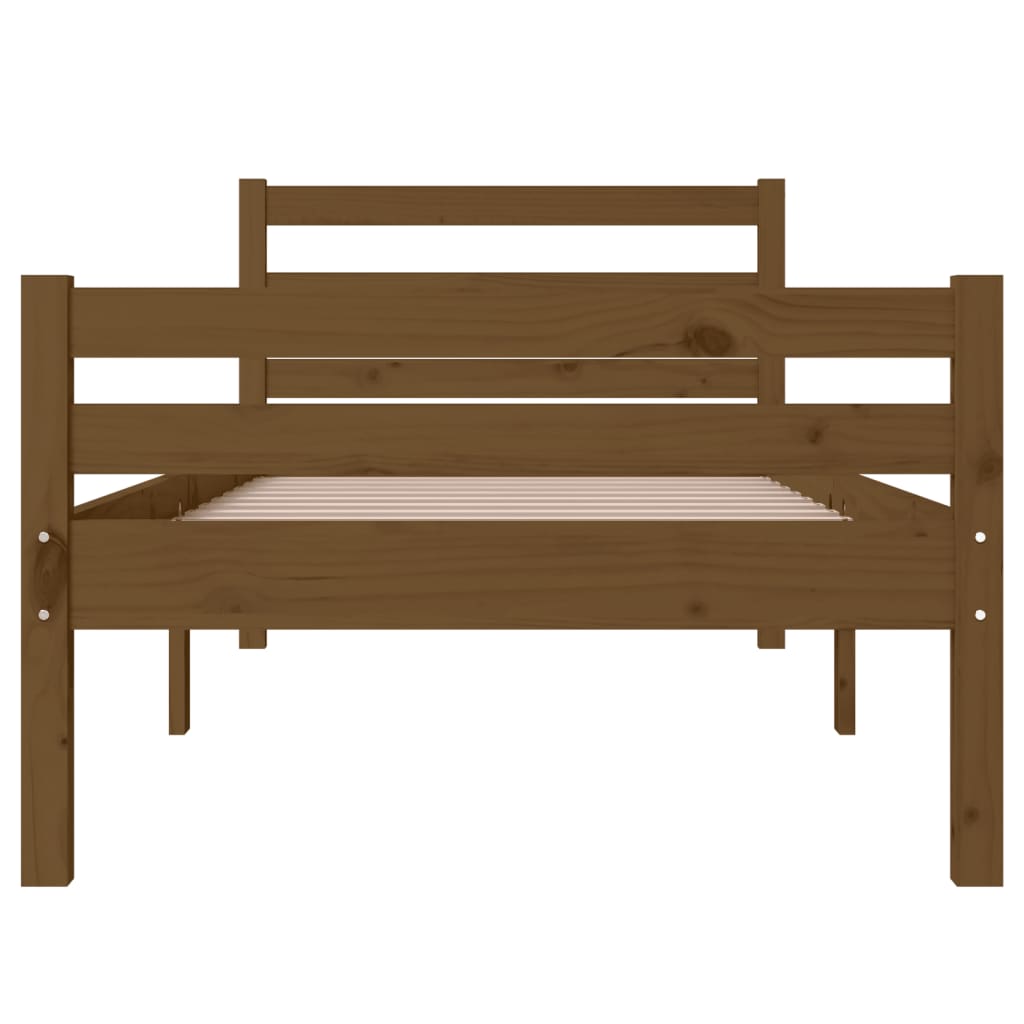 Bed frame without mattress honey brown solid wood 75x190 cm