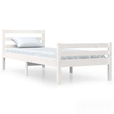 Cadre de lit sans matelas blanc bois massif 90x190 cm