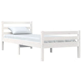 Cadre de lit sans matelas blanc bois massif 90x190 cm