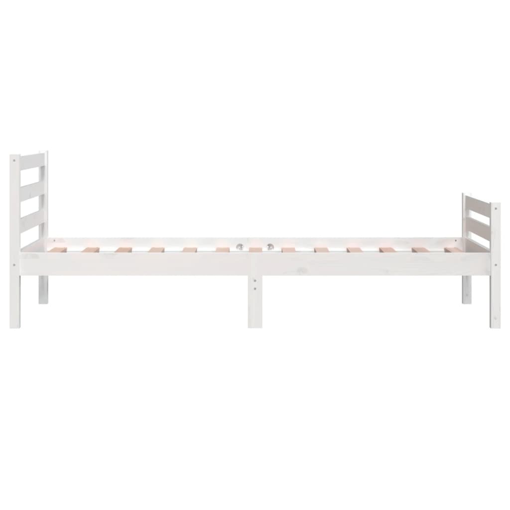 Cadre de lit sans matelas blanc bois massif 90x190 cm