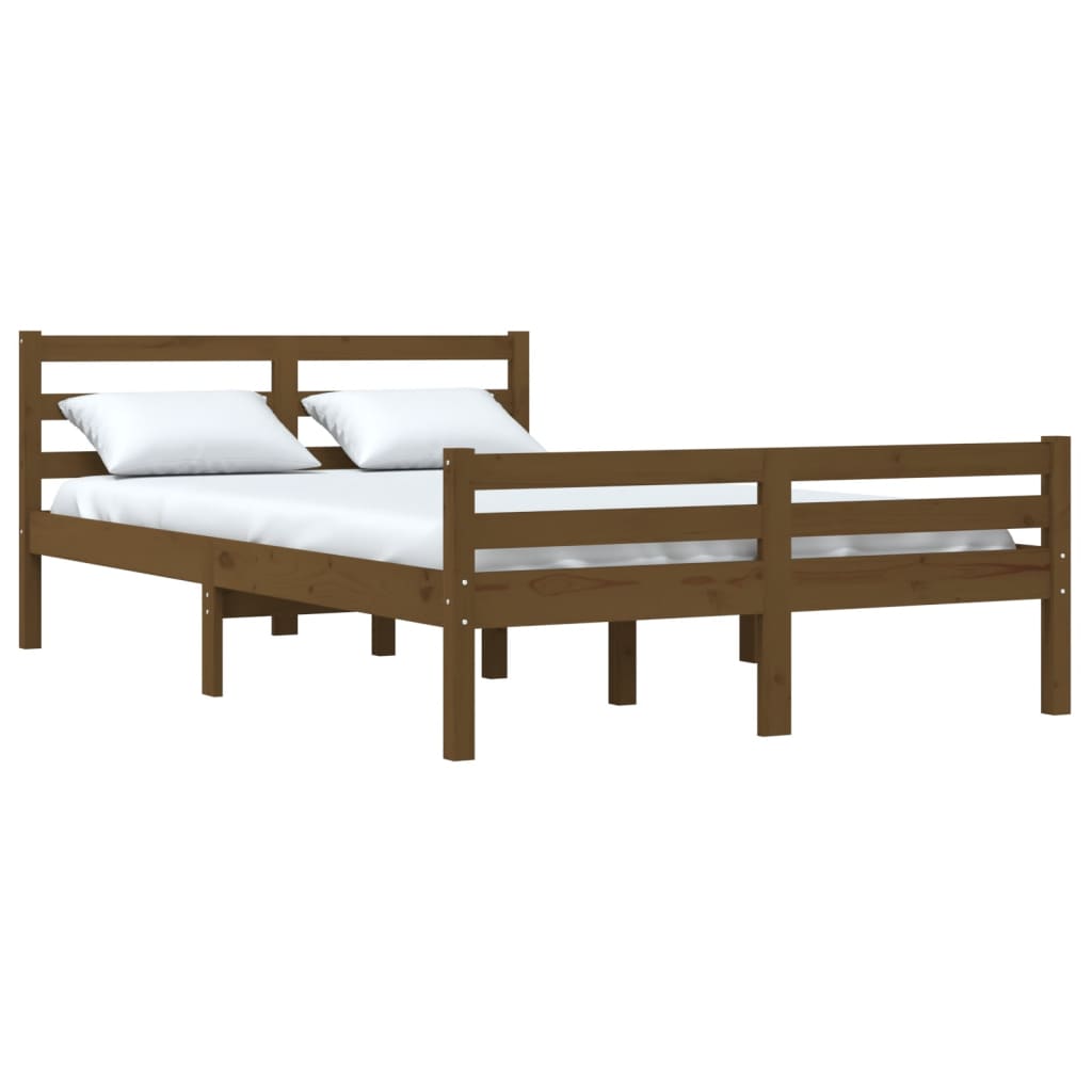 Bed frame without mattress honey brown solid wood 120x190 cm