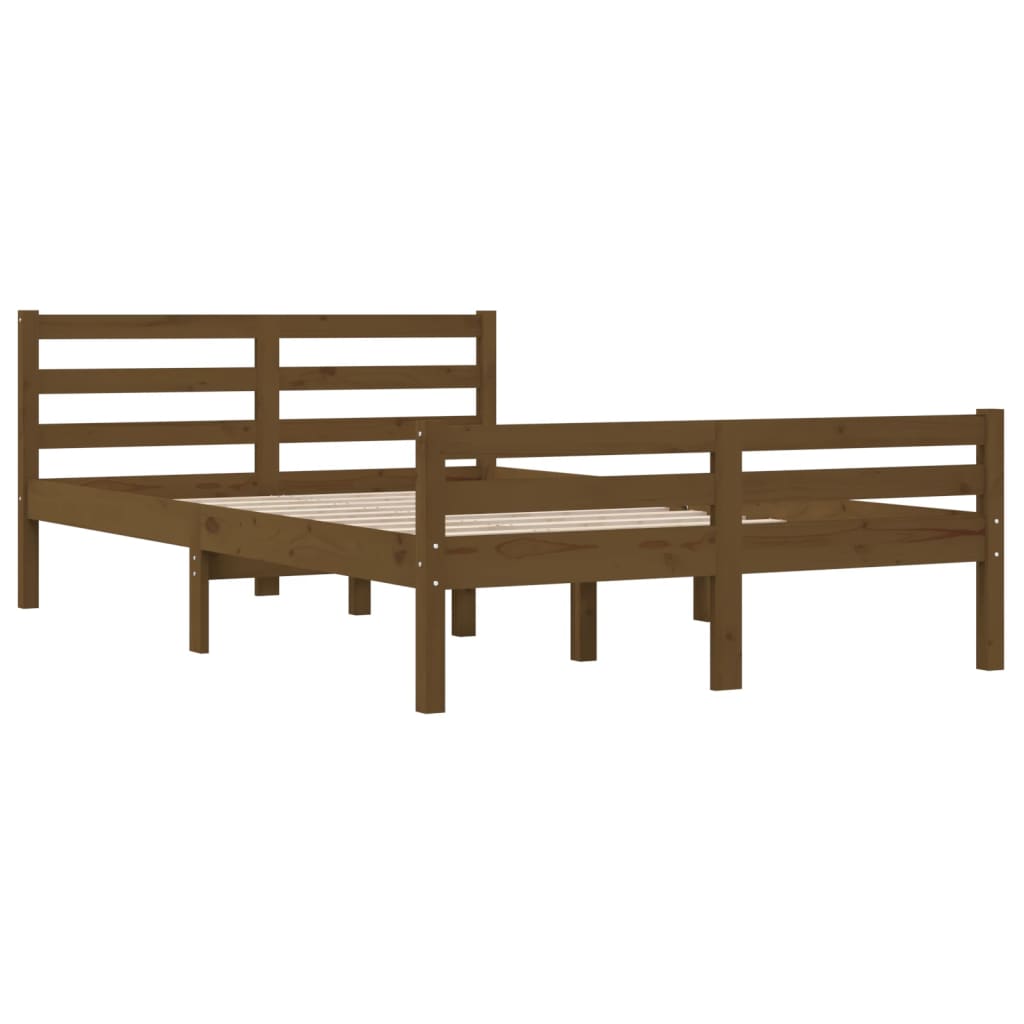 Bed frame without mattress honey brown solid wood 120x190 cm