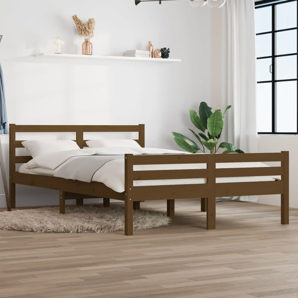 Bed frame without mattress honey brown solid wood 120x190 cm