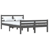 Bed frame without mattress gray solid wood 135x190 cm