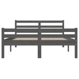 Bed frame without mattress gray solid wood 135x190 cm