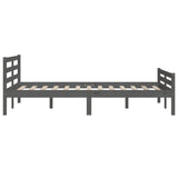 Bed frame without mattress gray solid wood 135x190 cm