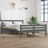 Bed frame without mattress gray solid wood 135x190 cm