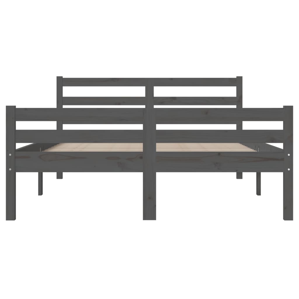 Bed frame without mattress gray solid wood 140x190 cm