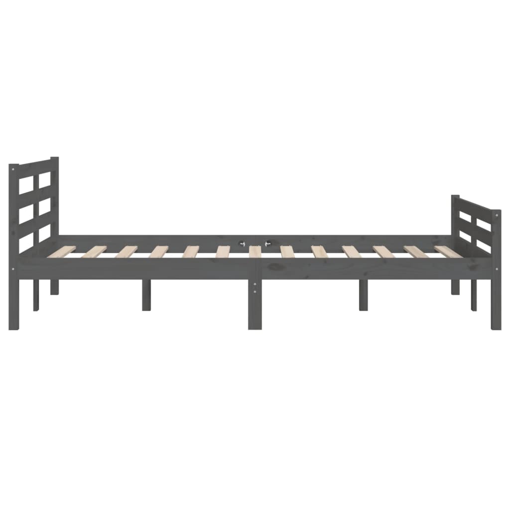 Bed frame without mattress gray solid wood 140x190 cm