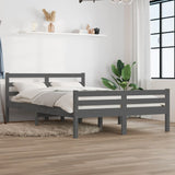 Bed frame without mattress gray solid wood 140x190 cm