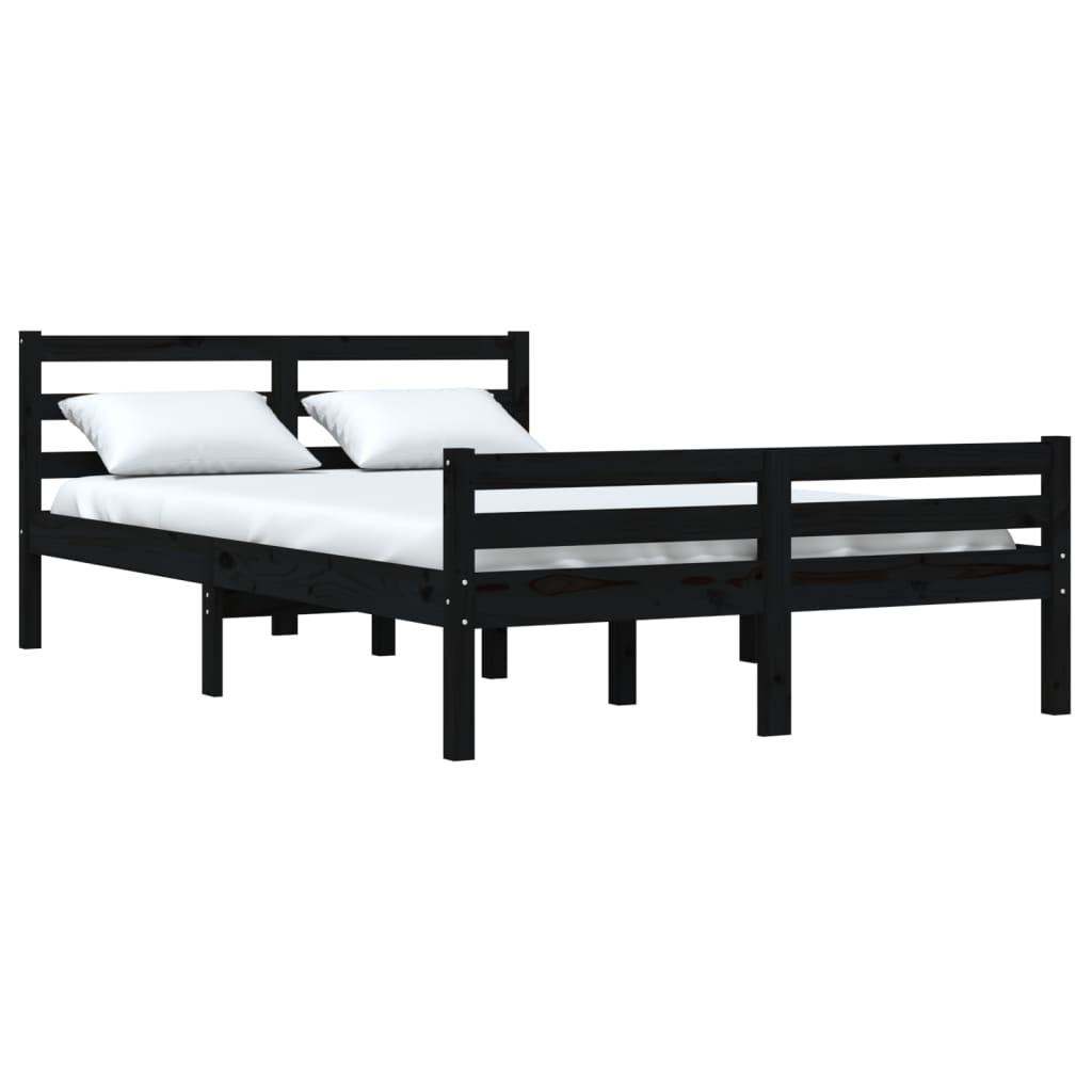 Bed frame without mattress black solid wood 140x190 cm