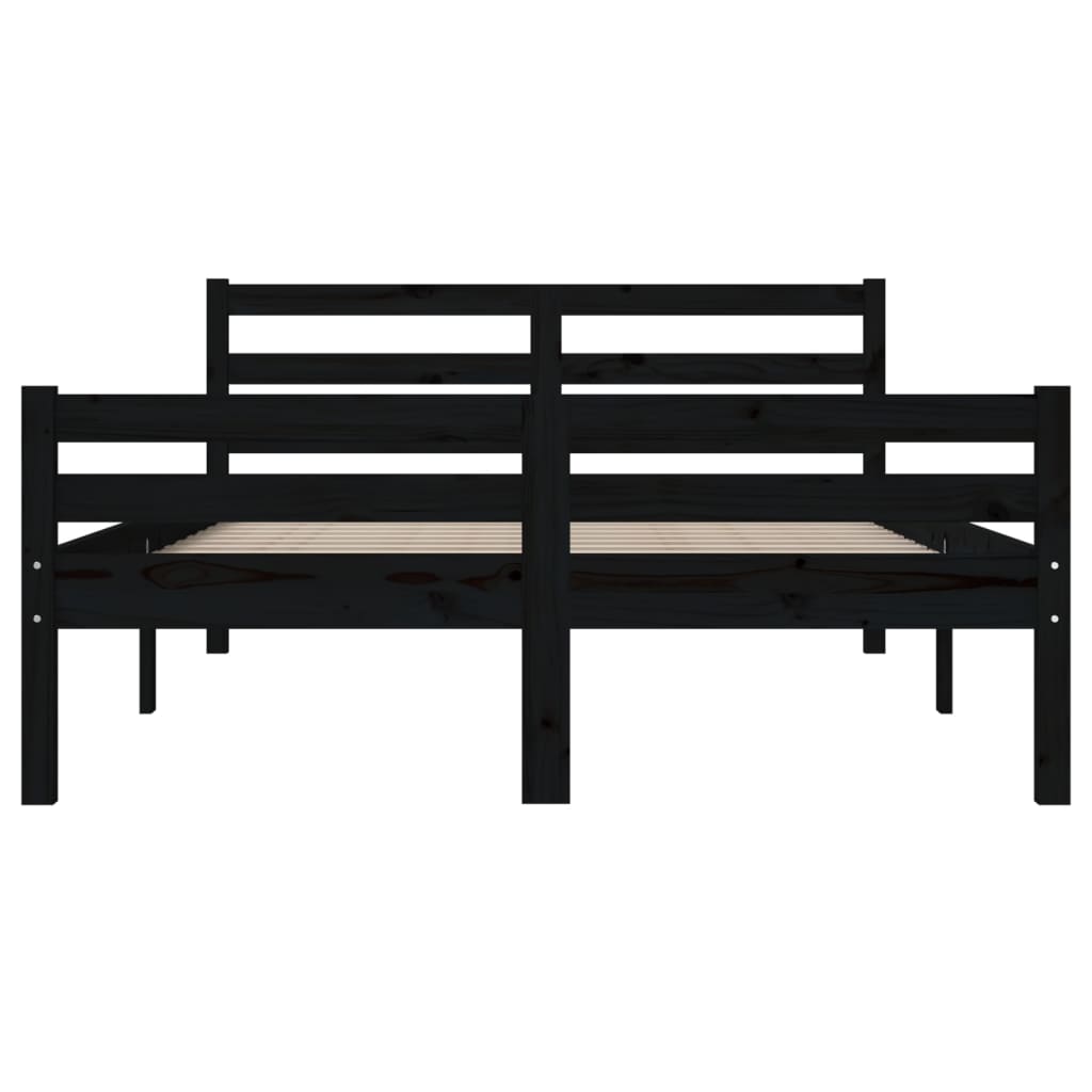 Bed frame without mattress black solid wood 140x190 cm