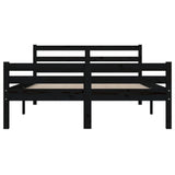 Bed frame without mattress black solid wood 140x190 cm