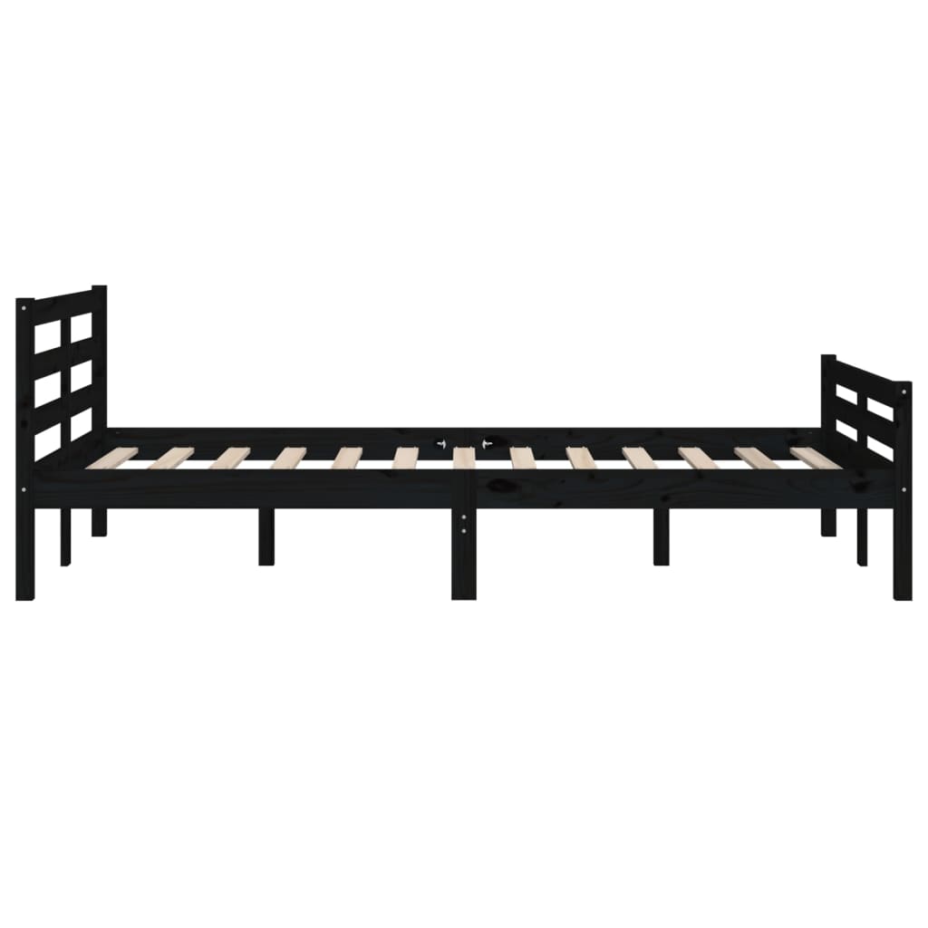 Bed frame without mattress black solid wood 140x190 cm