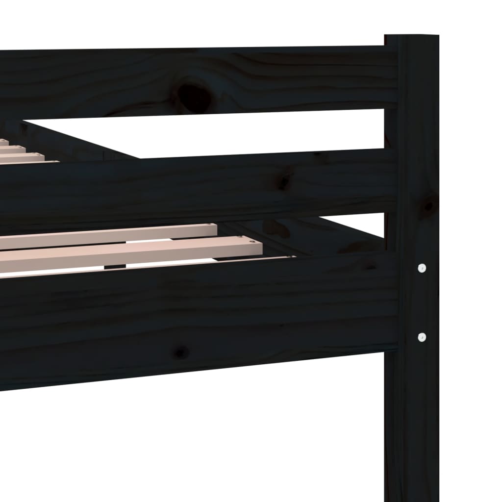 Bed frame without mattress black solid wood 140x190 cm