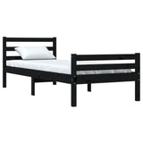 Cadre de lit sans matelas noir bois massif 90x200 cm