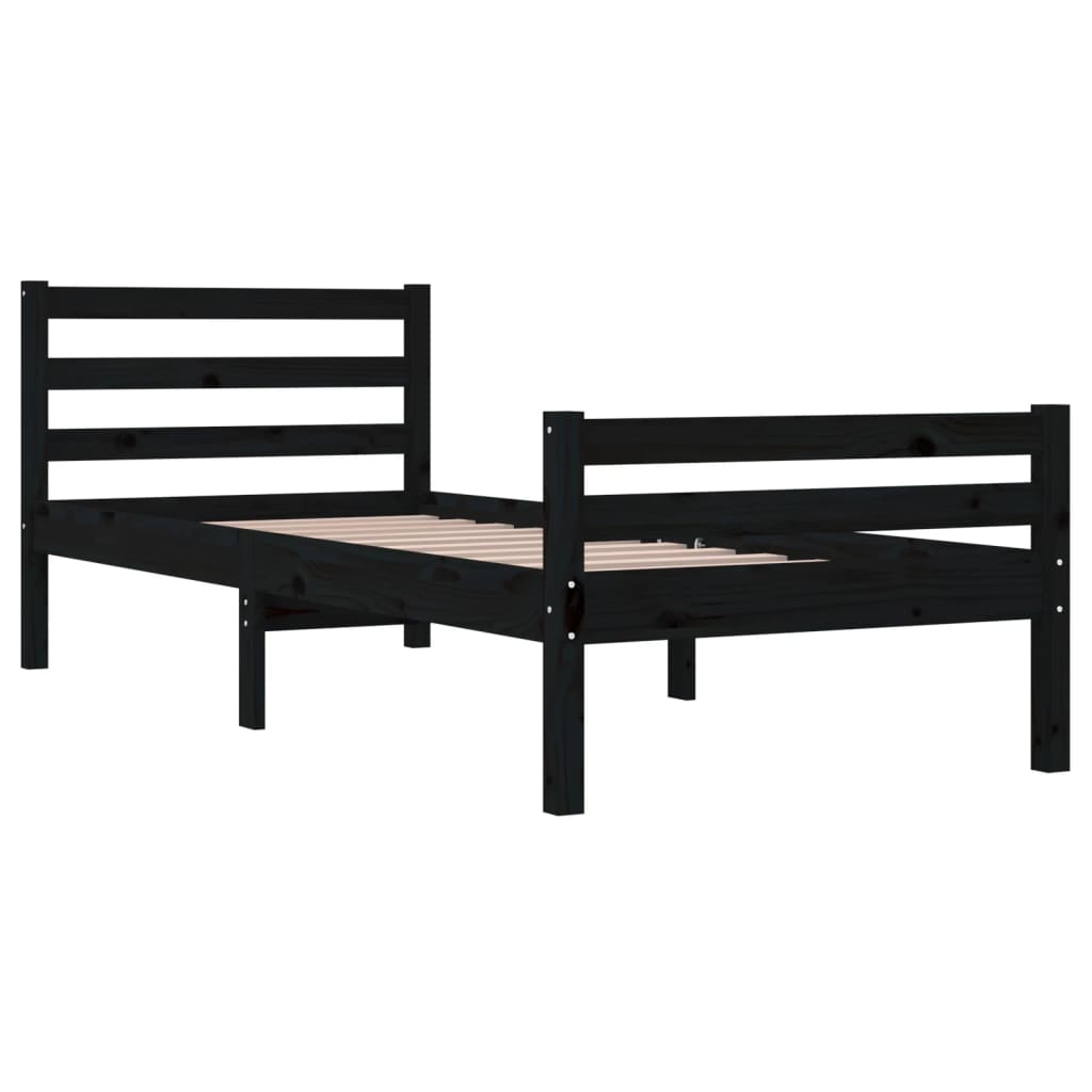 Bed frame without mattress black solid wood 90x200 cm