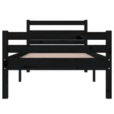 Bed frame without mattress black solid wood 90x200 cm