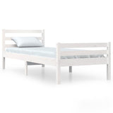 Cadre de lit sans matelas blanc bois massif 100x200 cm