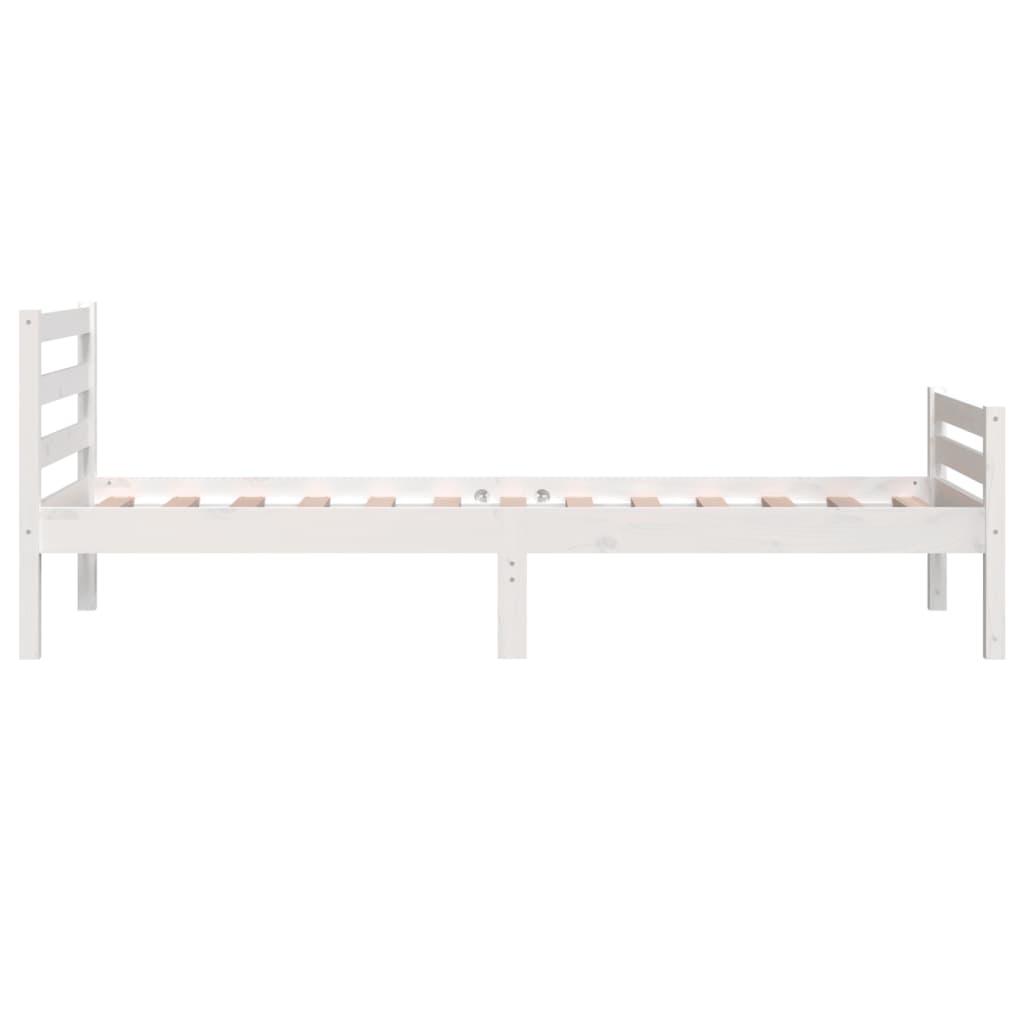 Cadre de lit sans matelas blanc bois massif 100x200 cm